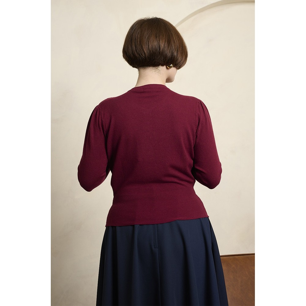 Banned - Cat Scalloped Cardigan - Burgundy